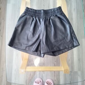 High Waist Black Leather Shorts